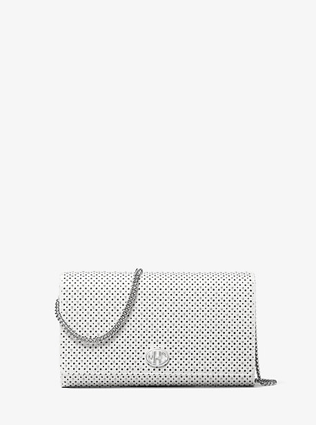 Portefeuille à chaîne Monogramme en cuir clouté - BLANC OPTIQUE(BLANC) - Michael Kors