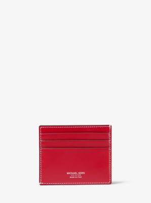 Petit porte-cartes en cuir de vachette - CRAMOISI(ROUGE) - Michael Kors
