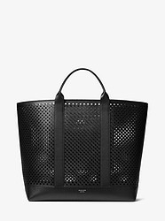 Georgica Oversized Perforated Leather Tote - BLACK - 31R9PGGT8L