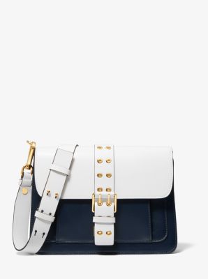Sac porté épaule Simone en cuir bicolore avec ceinture - BLEU DE MINUIT(BLEU) - Michael Kors