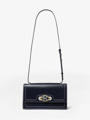 Sac porté épaule Monogramme à soufflets en cuir - BLEU DE MINUIT(BLEU) - Michael Kors