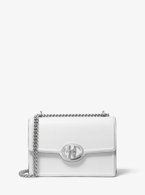 Sac porté épaule Monogramme en cuir avec chaîne - BLANC OPTIQUE(BLANC) - Michael Kors