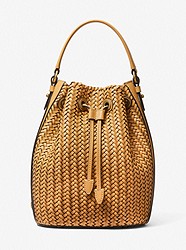 Carole Hand-Woven Leather Bucket Bag - WHEAT - 31S1OCEX4W