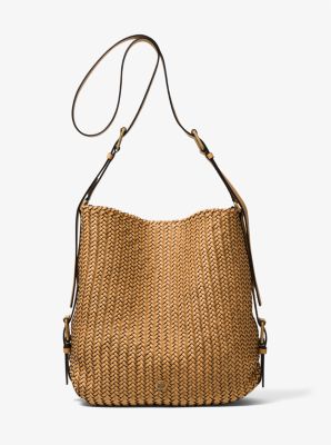 Michael Kors Naomi Extra-large Hand-woven Leather Shoulder Bag In Natural