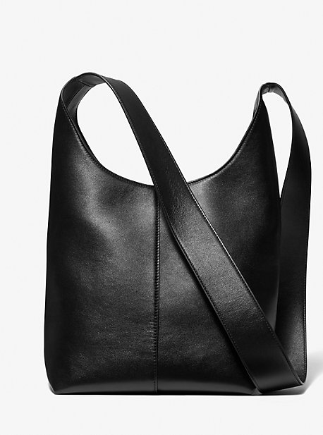 Michael Kors Dede Medium Leather Hobo Bag In Black