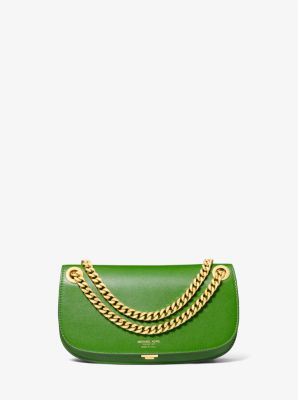Michael Kors Christie Mini Leather Envelope Bag In Green