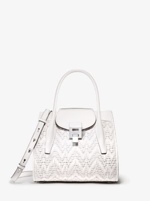 michael kors cary medium grommeted leather saddle bag