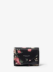 Floral Calf Leather Small Pocket Wallet - ROSEWOOD - 31T9PRND1W