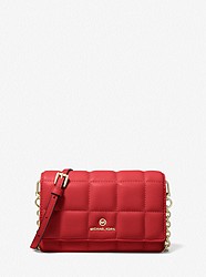 Small Quilted Leather Smartphone Crossbody Bag - CRIMSON - 32F0GT9C5U