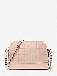 Large Quilted Leather Dome Crossbody Bag - SOFT PINK - 32F1GT9C9L
