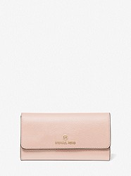Large Pebbled Leather Tri-Fold Wallet - SOFT PINK - 32F1GT9E3L