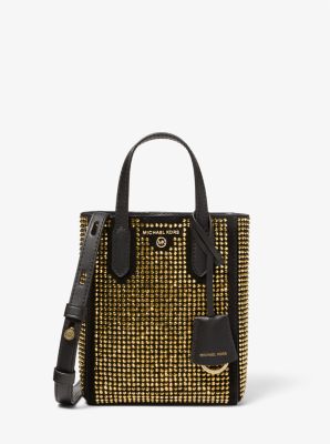 MK Sinclair Extra-Small Embellished Suede Crossbody Bag - Black/gold - Michael Kors