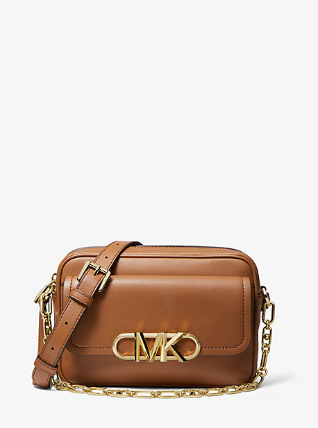 MK Parker Medium Leather Crossbody Bag - Luggage Brown - Michael Kors