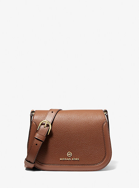 MK Lucie Small Pebbled Leather Crossbody Bag - Luggage Brown - Michael Kors
