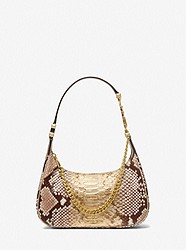 Piper Small Two-Tone Snake Embossed Leather Shoulder Bag - PALE GOLD - 32F2GP1C1M