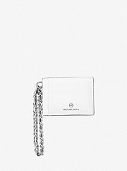 Small Pebbled Leather Chain Card Case - OPTIC WHITE - 32F2ST9D5L