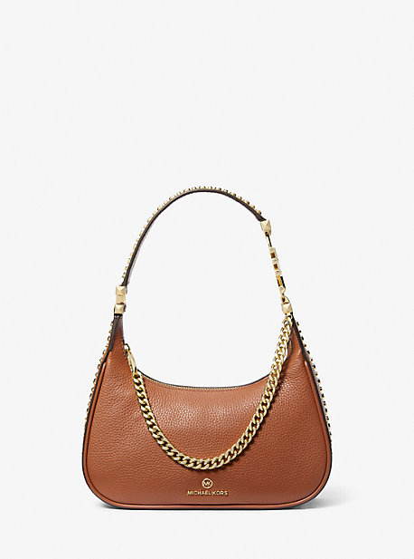 Michael Kors Piper Small Pebbled Leather Shoulder Bag In Brown