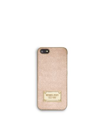 Metallic Saffiano Leather Phone Case For iPhone 5