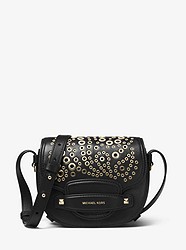 Cary Small Grommeted Leather Saddle Bag - BLACK - 32F8G0CC1Y