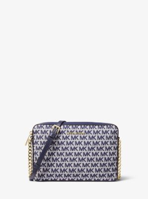 Grand sac à bandoulière Jet Set en toile enduite jacquard à logo - IVOIRE(NATUREL) - Michael Kors