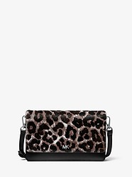 Leopard Calf Hair and Leather Convertible Crossbody Bag - GUNMETAL - 32F9UOXC5H