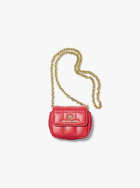 MK Quilted Leather Crossbody For Apple AirPods® - Crimson - Michael Kors