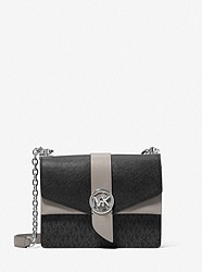 Greenwich Small Two-Tone Logo and Saffiano Leather Crossbody Bag - BLACK COMBO - 32H1SGRC0B