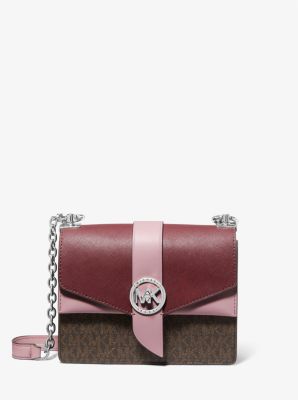 MK Greenwich Small Two-Tone Logo and Saffiano Leather Crossbody Bag - Ryl Pnk Mlt - Michael Kors