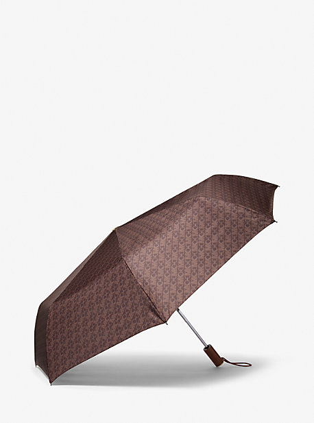 mk parapluie à logo emblématique empire - marron/luggage(marron) - michael kors