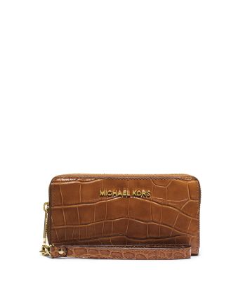 Jet Set Travel Large Embossed-Leather Smartphone Wristlet by Michael Kors
