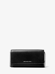 Large Two-Tone Crossgrain Leather Convertible Chain Wallet - BLACK/GREY - 32H8SF5C3T
