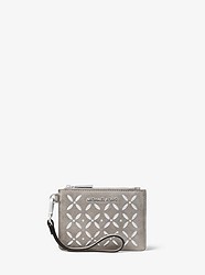 Embellished Leather Coin Purse - PEARL GREY - 32H8SF6P1S