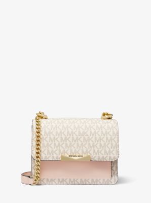 Mini sac à bandoulière Jade en cuir à logo - VANILLA/SOFT PINK - Michael Kors