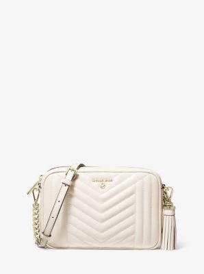 Sac pour appareil photo Jet Set en cuir matelassé de taille moyenne - CRÈME CLAIRE(NATUREL) - Michae