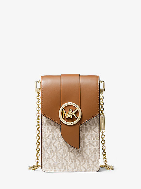 Petit sac à bandoulière pour smartphone en cuir avec logo - VANILLE/NOISETTE(NATUREL) - Michael Kors