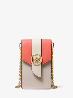 Petit sac à bandoulière pour smartphone en cuir saffiano tricolore - PNKGRPFT MLT - Michael Kors