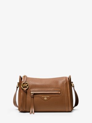 Grand sac à bandoulière Carine en cuir grainé - VALISE(MARRON) - Michael Kors