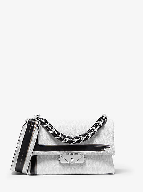 Très petit sac à bandoulière Cece à logo et rayures façon peinture - BLANC COMBO(BLANC) - Michael Ko