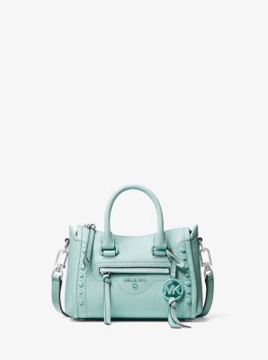 Michael kors carine small clearance studded pebbled leather satchel