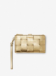 Adele Metallic Woven Leather Smartphone Wallet - PALE GOLD - 32S3GJ6W4M
