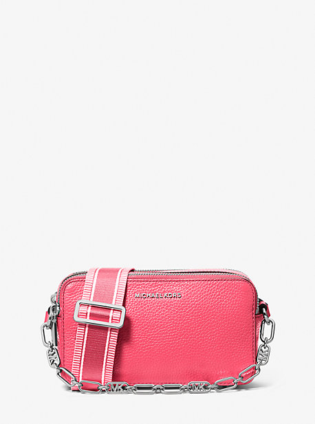 Michael Kors Jet Set Small Pebbled Leather Double-zip Camera Bag In Pink