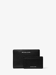 Medium Saffiano Leather Slim Wallet - BLACK/WHITE - 32S8SF6D6L