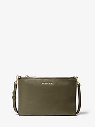 Large Pebbled Leather Double-Pouch Crossbody - OLIVE - 32S9GF5C4L