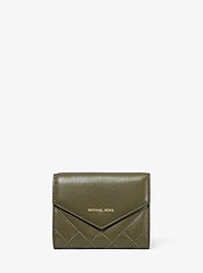 Small Quilted Leather Envelope Wallet - OLIVE - 32S9GZLD5I