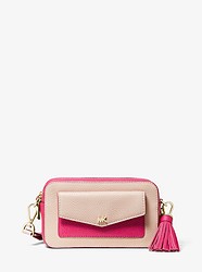 Small Two-Tone Pebbled Leather Camera Bag - SOFT PINK - 32S9LF5C5T