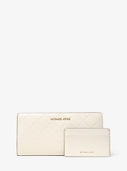 Large Chain-Embossed Leather Slim Wallet - LT CREAM - 32S9LF6D9Y