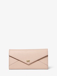 Large Two-Tone Pebbled Leather Envelope Wallet - SFTPINK/FAWN - 32S9LF6E3T