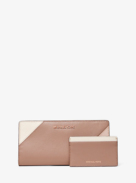 Grand portefeuille fin en cuir tricolore - ROSE DOUX/CRÈME CLAIRE/FAUVE(ROSE) - Michael Kors
