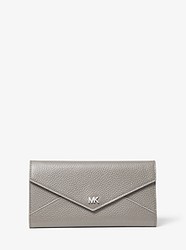 Large Two-Tone Pebbled Leather Envelope Wallet - PRGRY/ALUMIN - 32S9SF6E3T