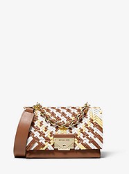 Cece Extra-Small Color-Block Woven Leather Crossbody Bag - LUGGAGE - 32T0G0EC0T